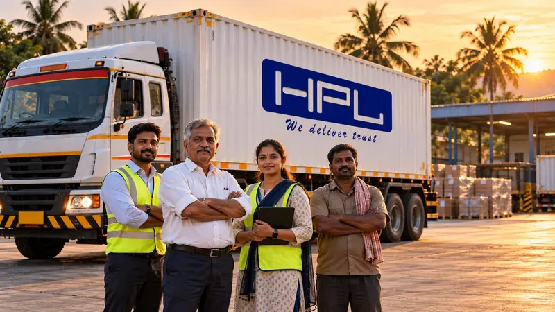HP Logistics team with a loaded truck in Coimbatore